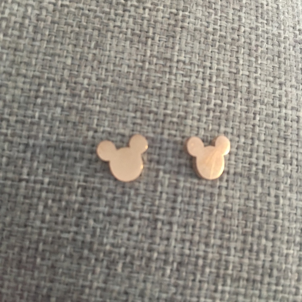 Rose Gold Mickey Mouse Earrings - Picture 2 of 7